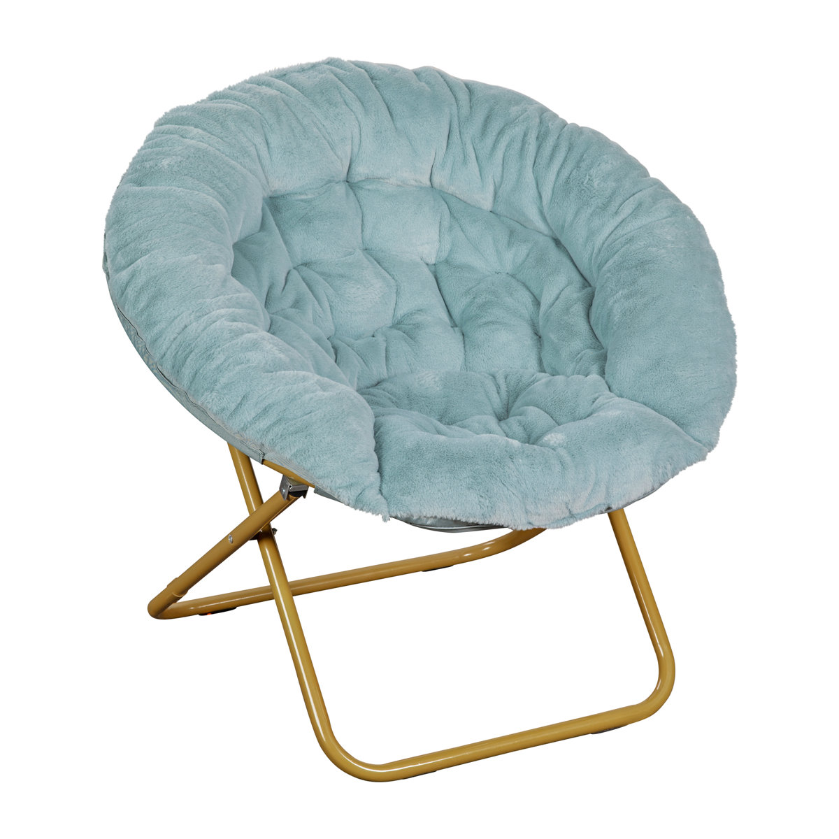 Gwen Folding XL Faux Fur Saucer Chair for Dorm or Bedroom